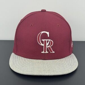 Colorado Rockies Hat Cap Fitted Mens 7 1/2 Burgundy Gray MLB Baseball New Era